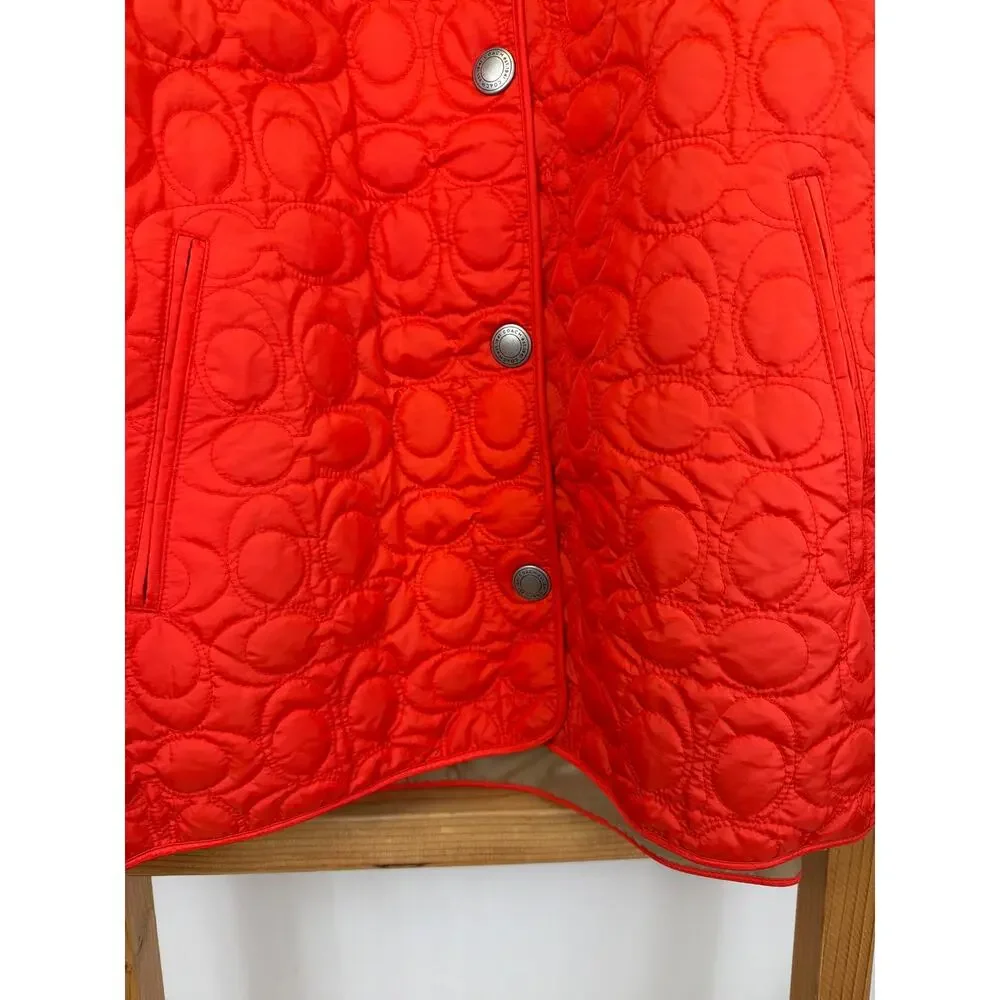 NWT Coach Orange Snap Up Collared Jacket Pockets XL